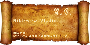 Miklovicz Vladimir névjegykártya